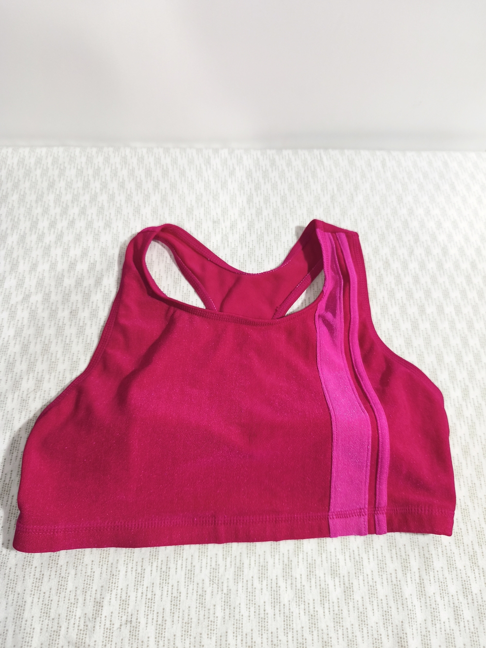 Magenta Racerback Sports Bra with Contrast Stripe